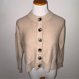 Quince 100% Organic Cotton Cropped Cardigan / Cement Marl / XS